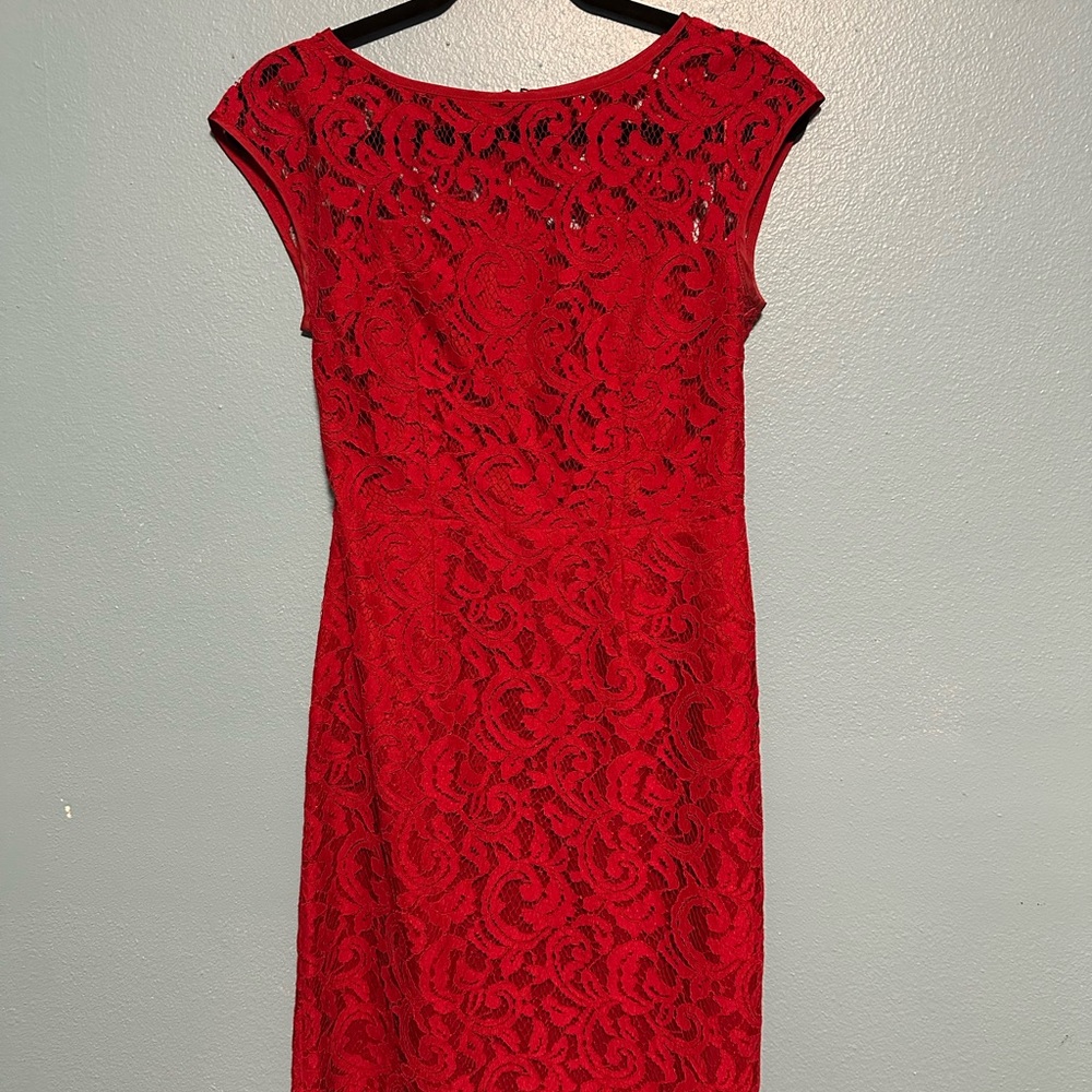 Banana Republic Red Lace Midi Dress